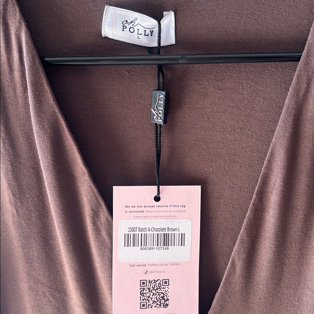 NWT Oh Polly Iskra Brown Modal Long Sleeve Mini Dress Chocolate Brown Large - Picture 8 of 9